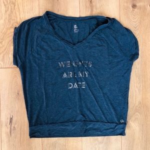 Gap Body “Weights Are My Date” Short Sleeve Workout Top